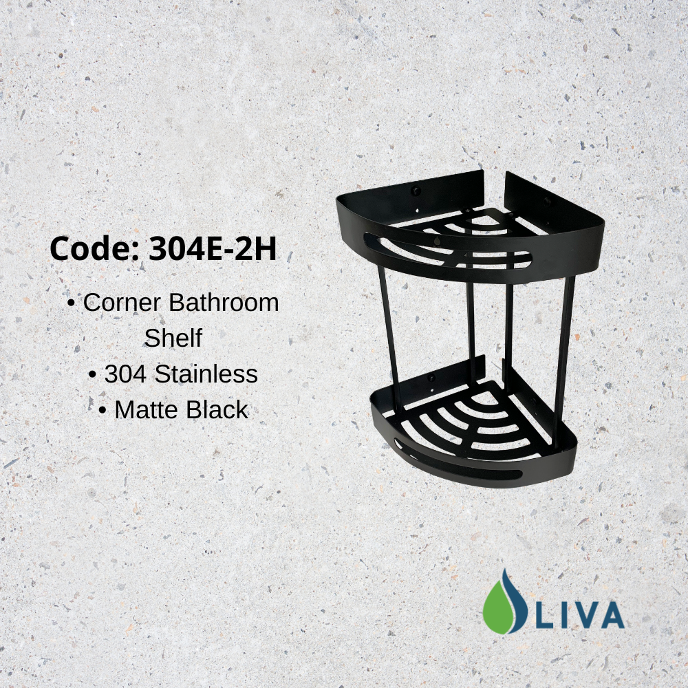 Oliva Black Two Layer Corner Bathroom Shelves - 304E-2H