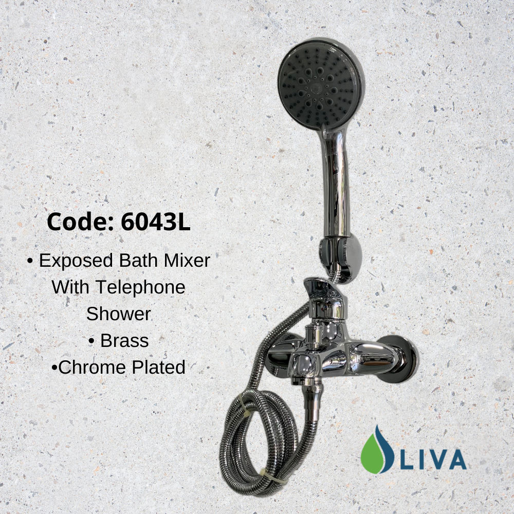 Oliva Exposed Bath Mixer With Telephone Shower - 6043L