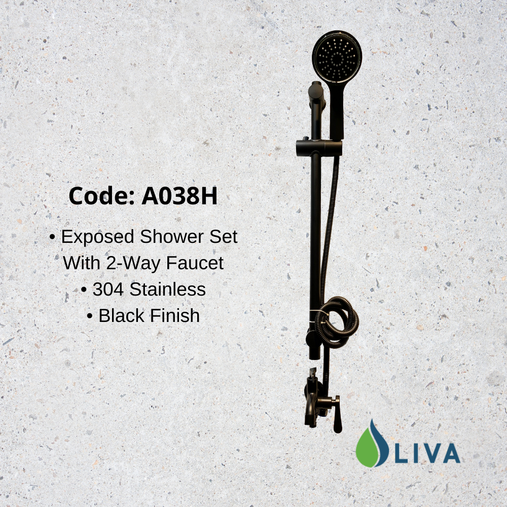 Oliva Black Exposed Shower Set - A038H